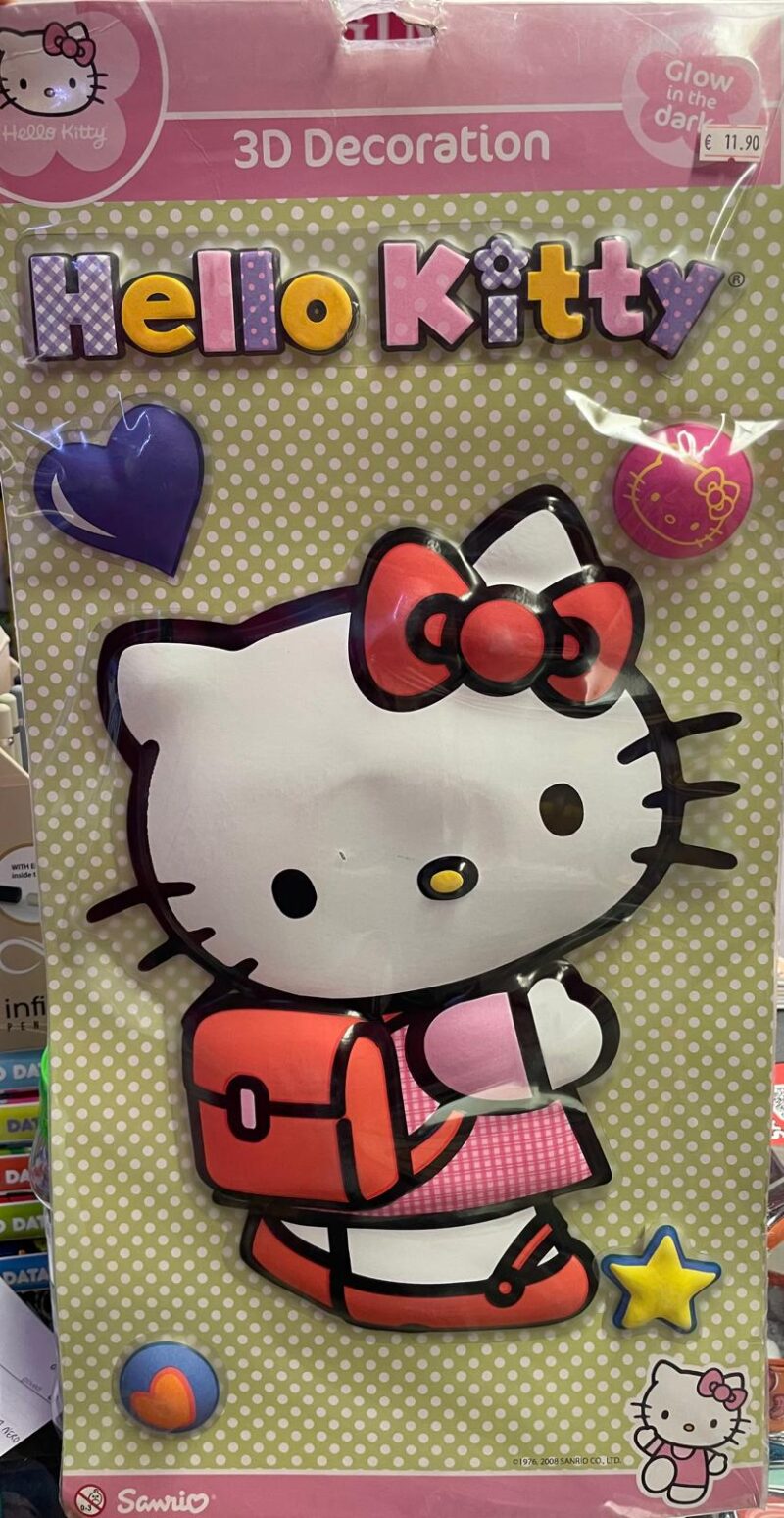 DECORAZIONE 3D HELLO KITTY BRILLA AL BUIO